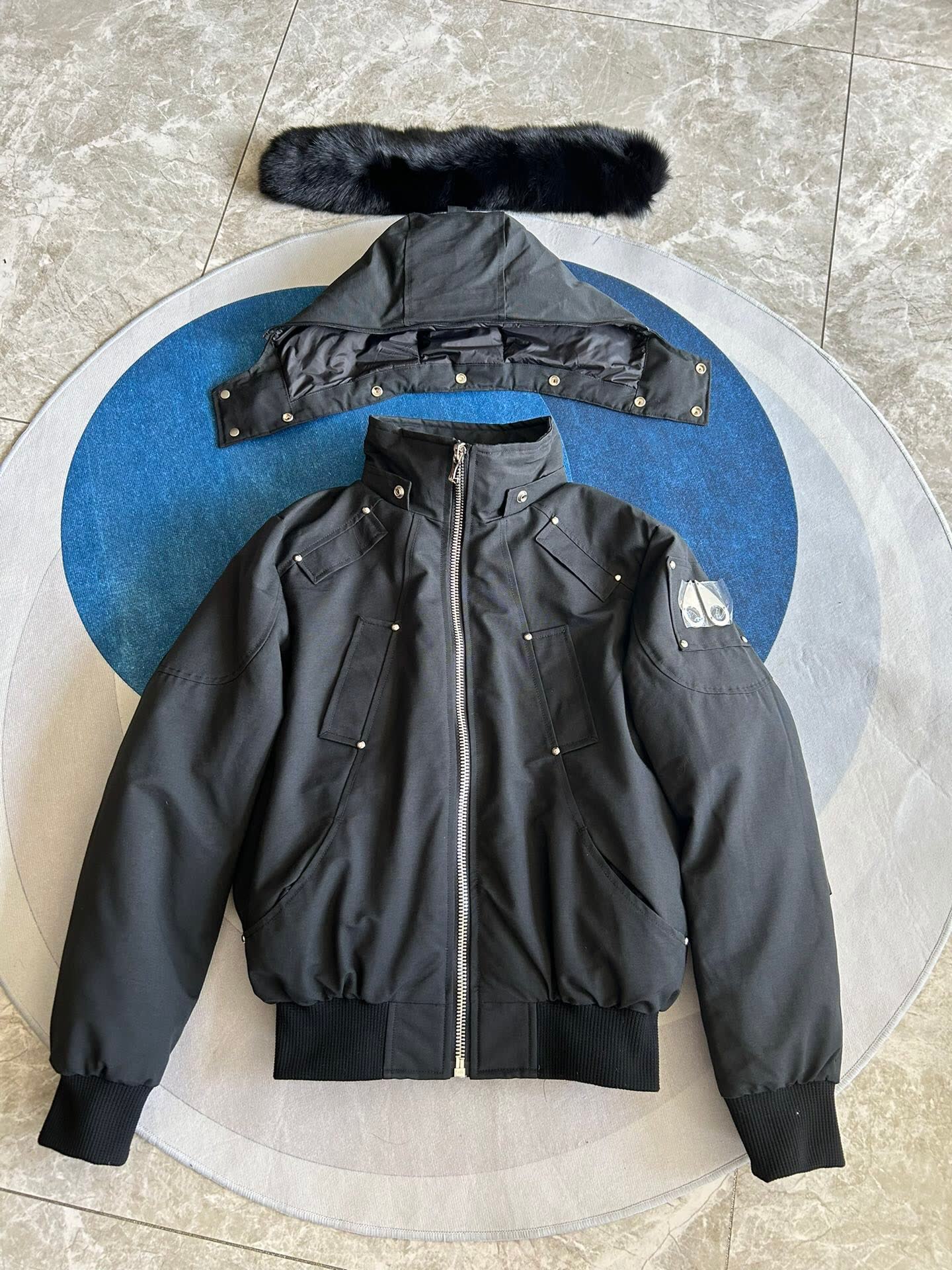 Moose Knuckles Hooded Down Bomber Jacket Moose Knuckles Hooded Down Bomber Jacket
